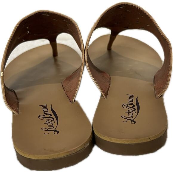 LUCKY BRAND Women’s Laser Cut and Embellished Sandals 8.5 Boho Western Neutral - Picture 6 of 10